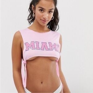 ASOS DESIGN Petite under boob 'Miami' beach crop top